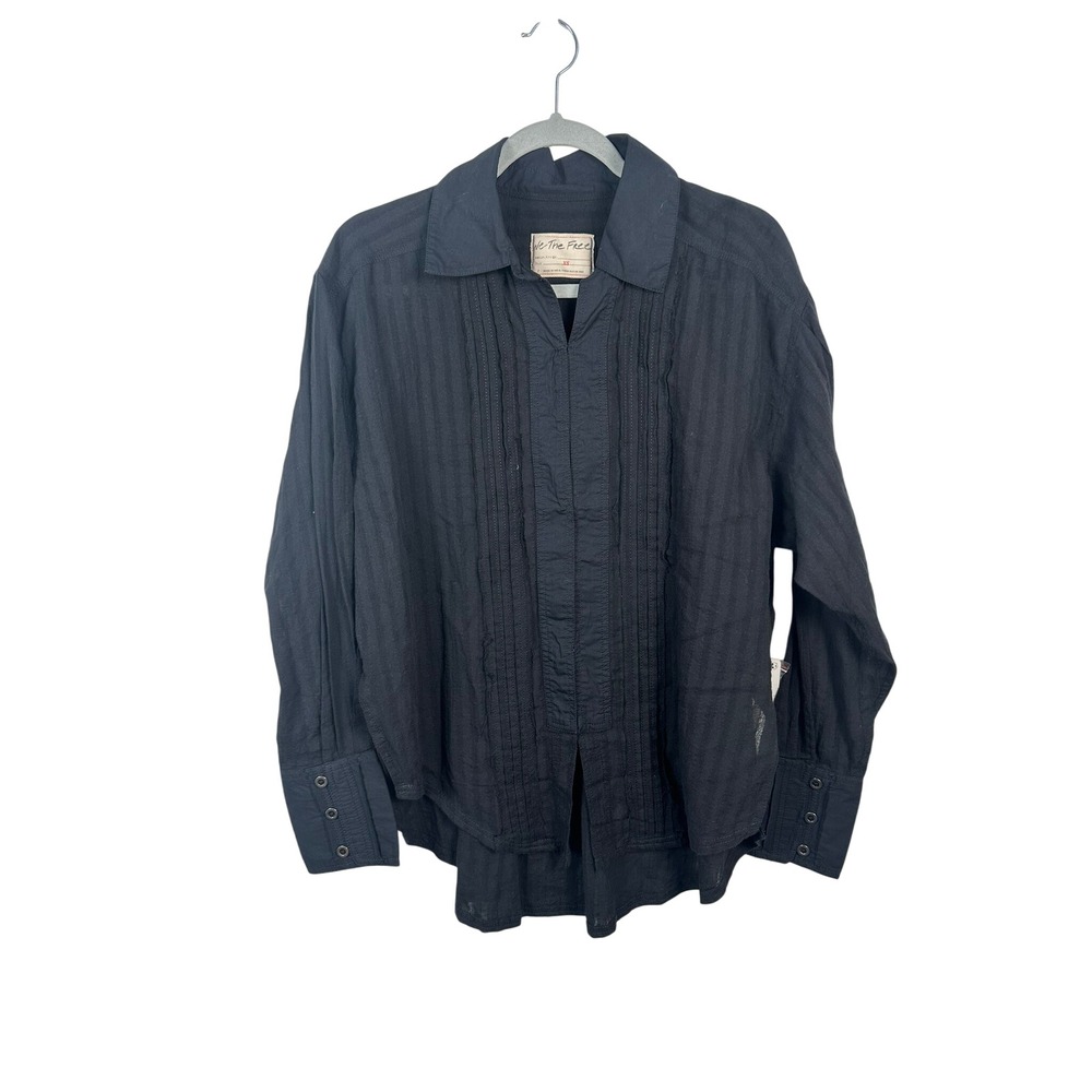 We The Free Button Down Women XS Black New Pintuck Stripe OB1837178
